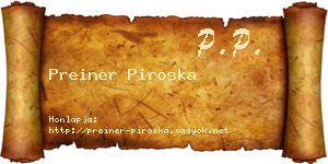 Preiner Piroska névjegykártya